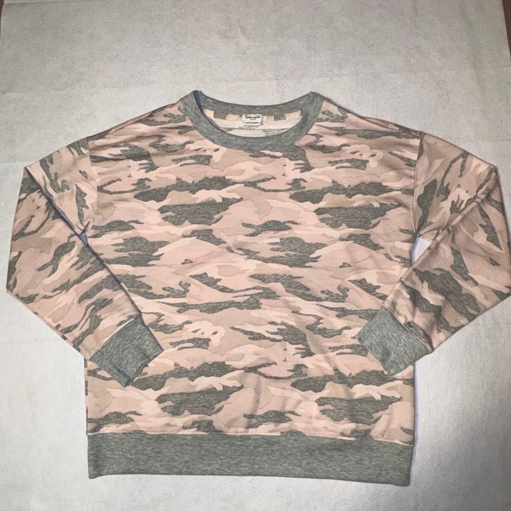 Splendid Pink‎ Camouflage Crewneck Sweatshirt Pullover Long Sleeve M